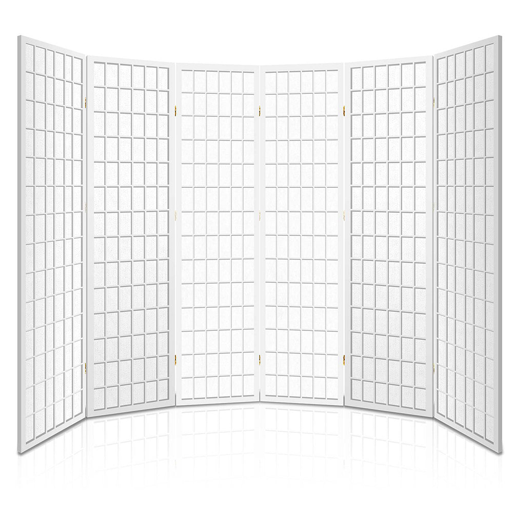 Oriental 6-Panel Room Divider Screen 261x179cm White