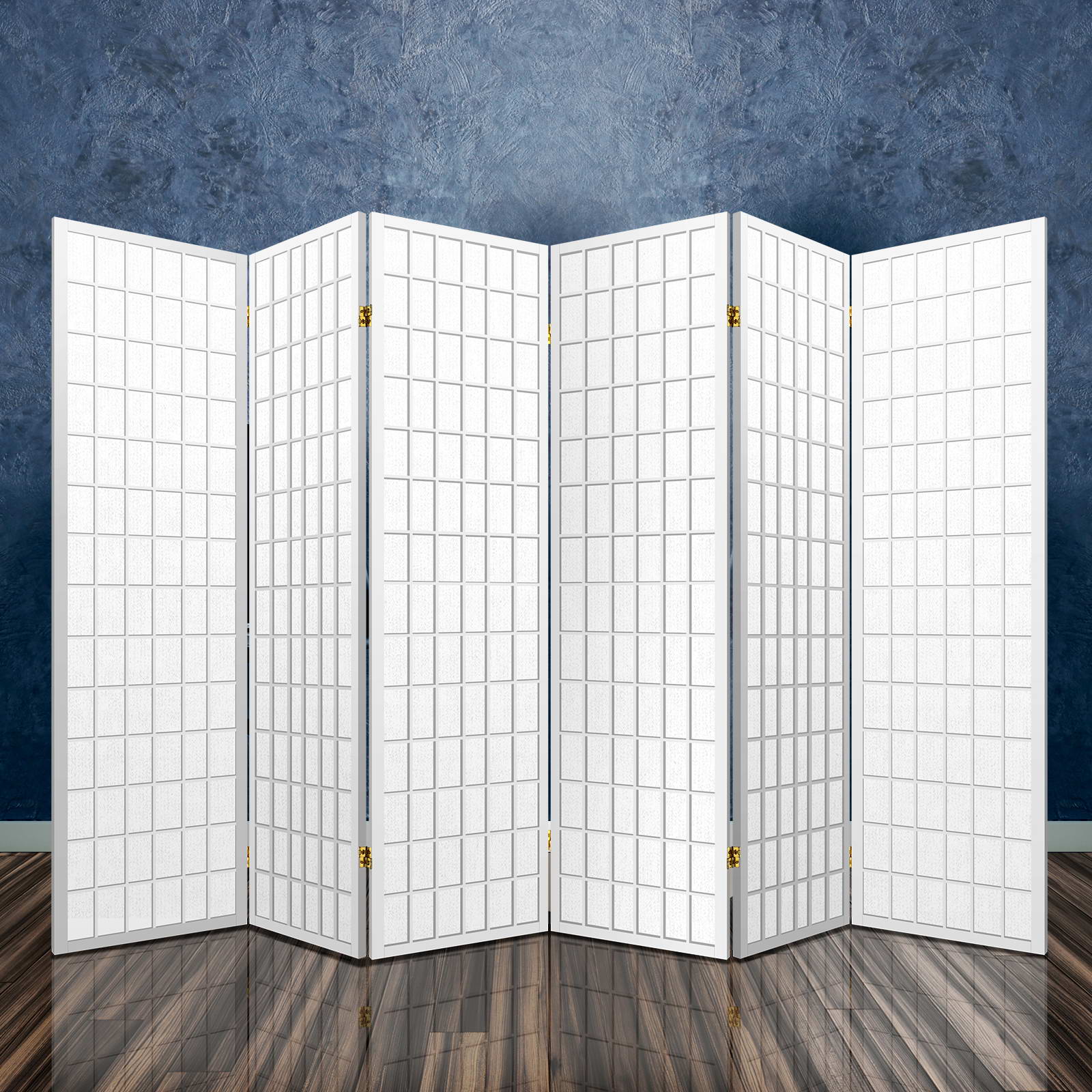 Oriental 6-Panel Room Divider Screen 261x179cm White