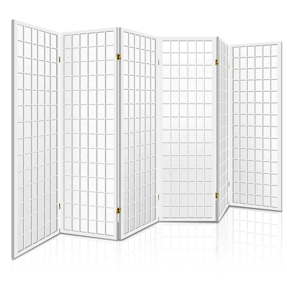 Oriental 6-Panel Room Divider Screen 261x179cm White