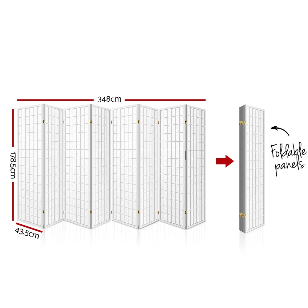Artiss 8-Panel Room Divider Screen White 348x179cm