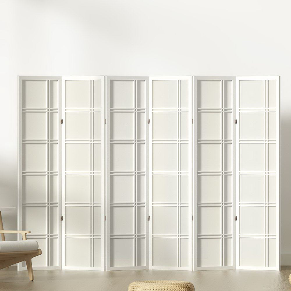 Nova 6-Panel Room Divider Screen White