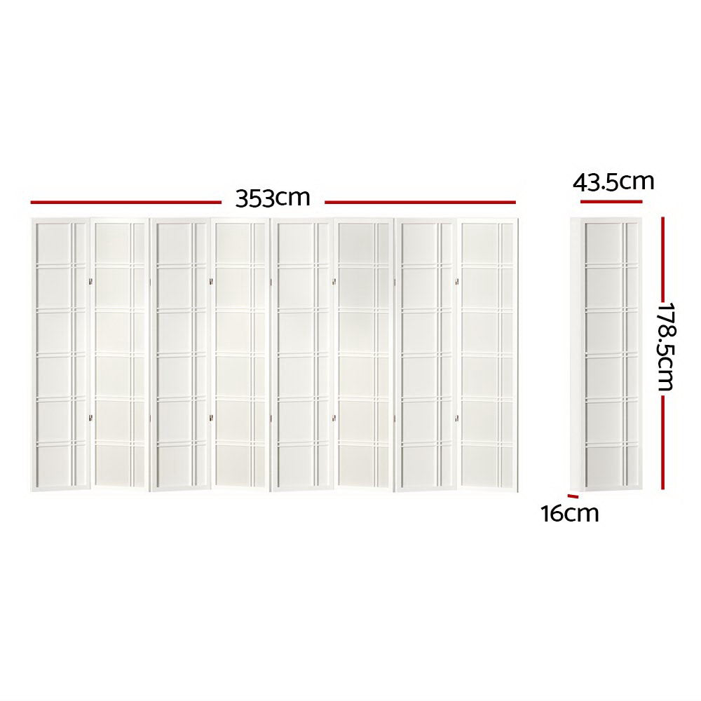 Nova 8-Panel Room Divider Screen White