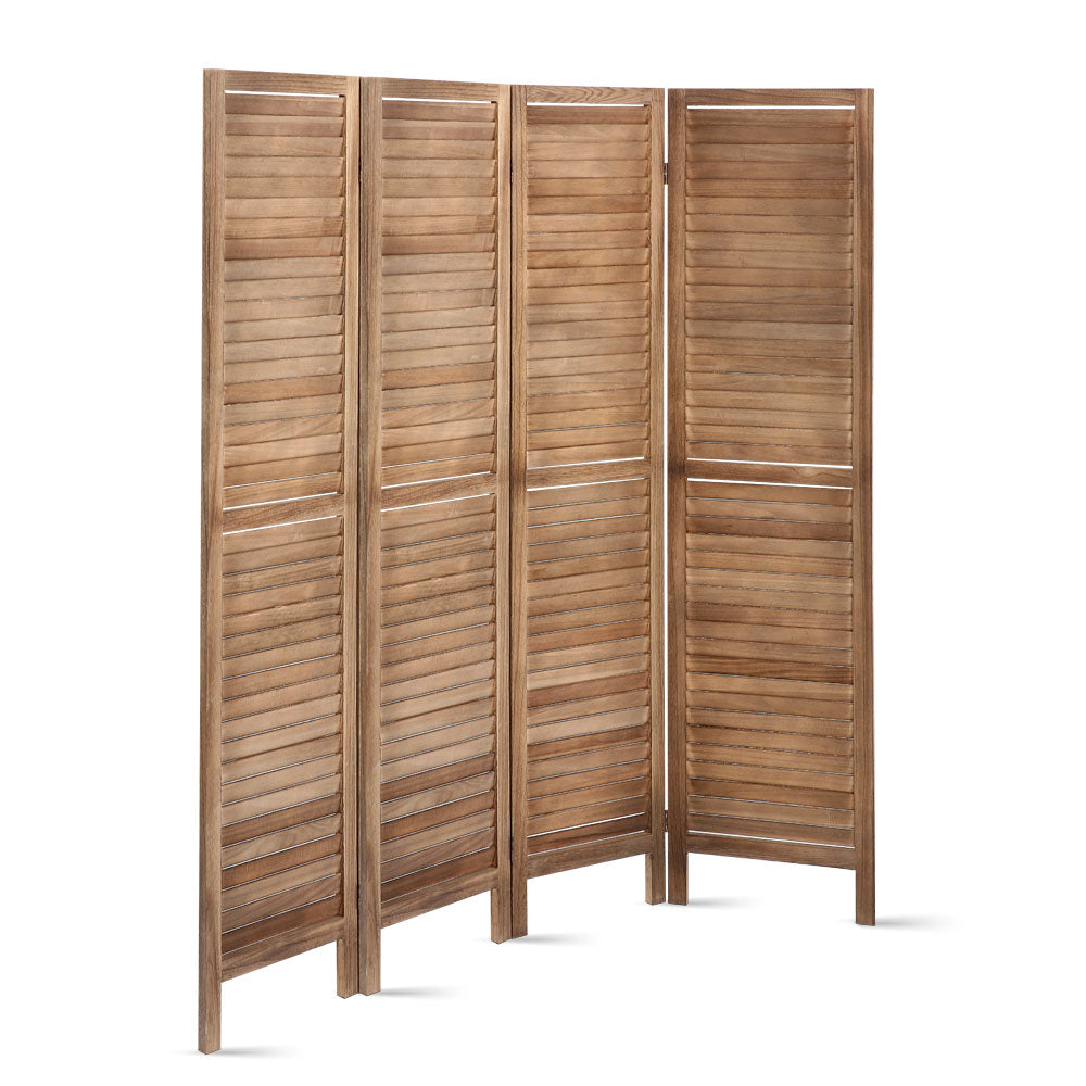 Louver 4-Panel Room Divider Screen 160x170cm Oak