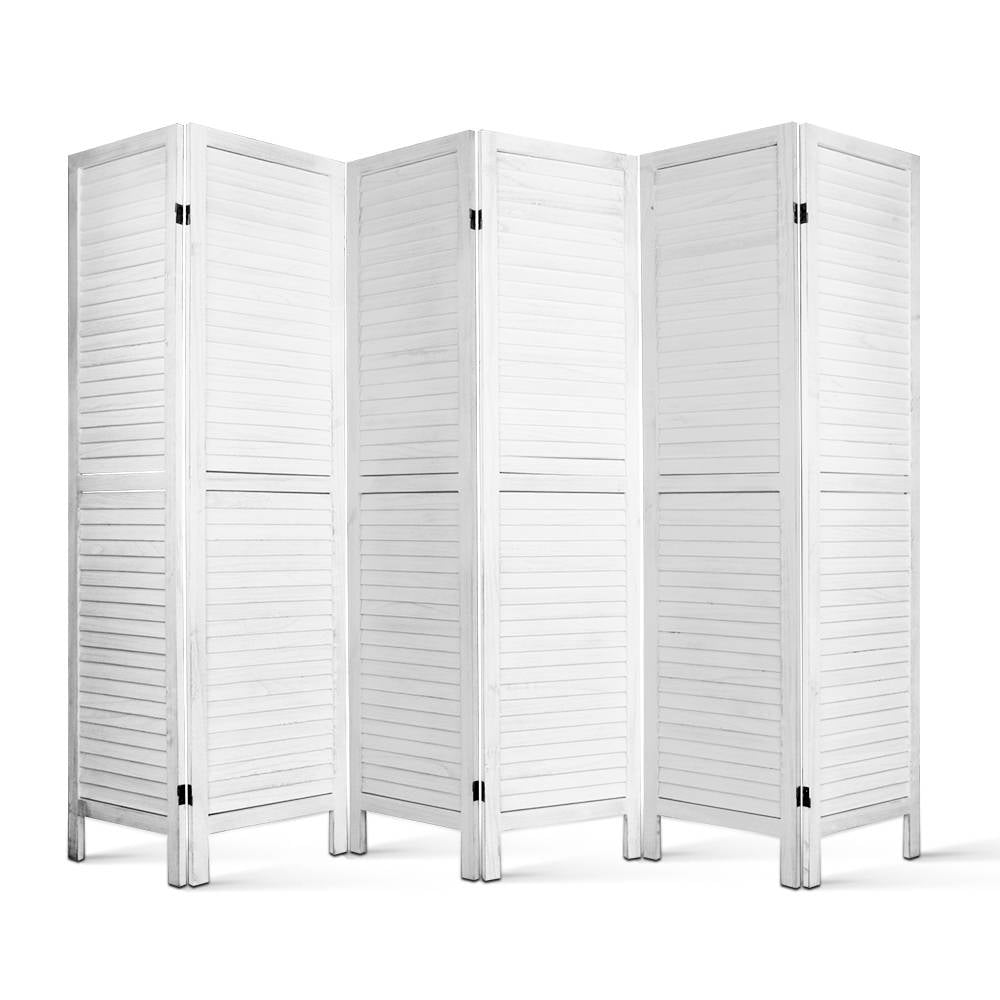 Louver 6-Panel Room Divider Screen 245x170cm White