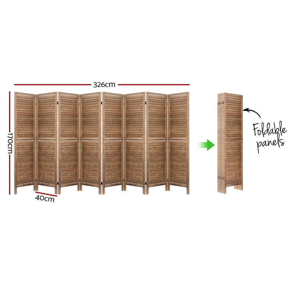 Louver 326x170cm 8-Panel Room Divider Screen Oak