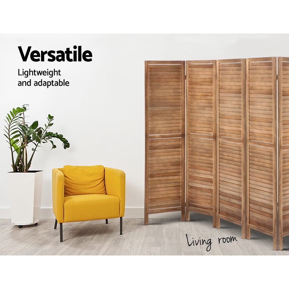Louver 326x170cm 8-Panel Room Divider Screen Oak