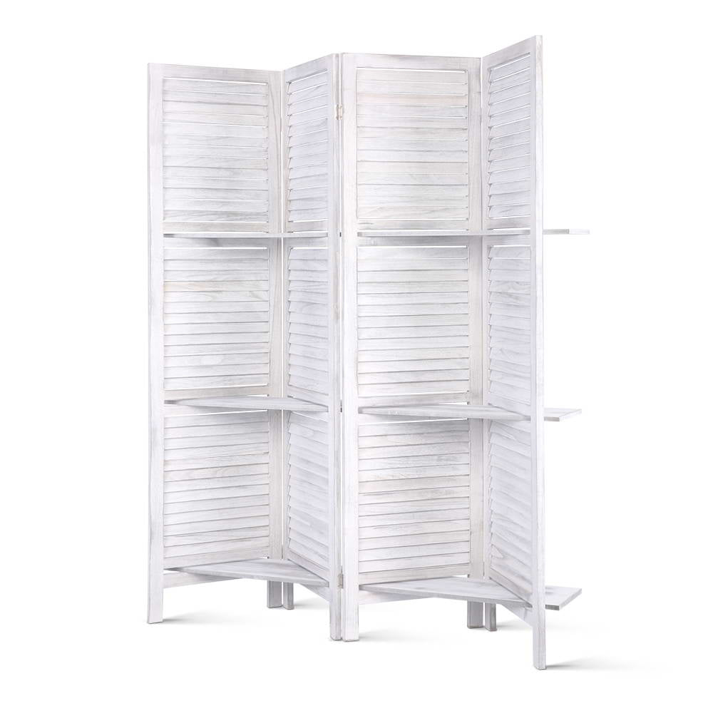 Artiss 4-Panel Room Divider Screen 163x170cm Shelf White