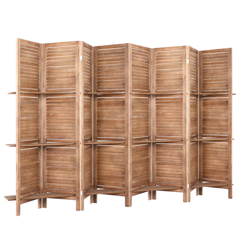 Artiss Oak Room Divider 8 Panel Screen with Shelves