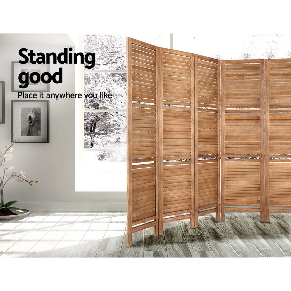 Artiss Oak Room Divider 8 Panel Screen with Shelves