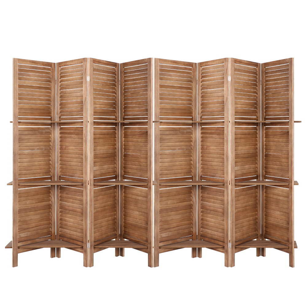 Artiss Oak Room Divider 8 Panel Screen with Shelves