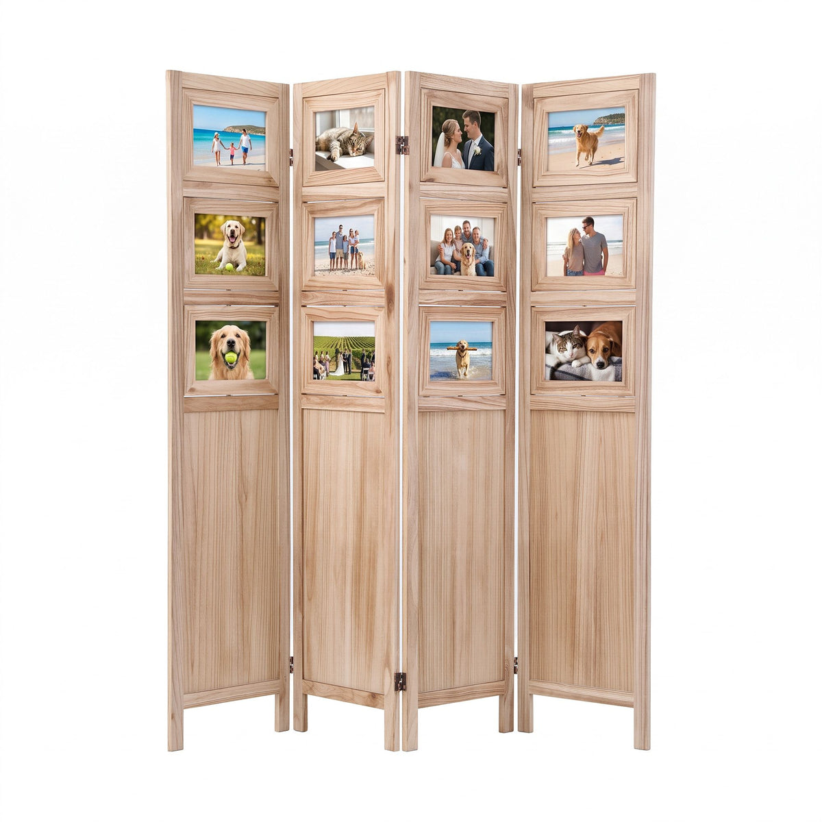 Artiss 4 Panel Folding Room Divider Photo Frames Natural