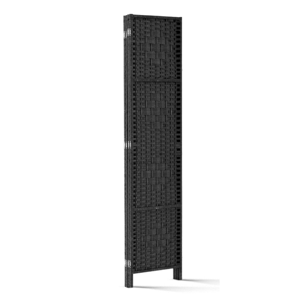 Woven Black 4-Panel Room Divider 163x170cm