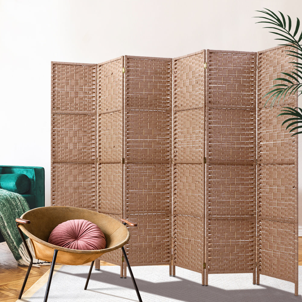 Artiss 6-Panel Room Divider Screen Woven Natural 245x170cm