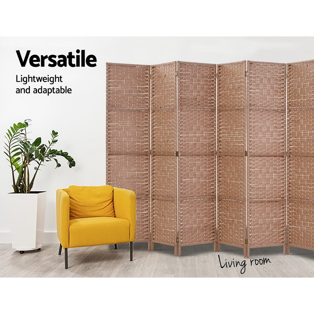 Artiss 6-Panel Room Divider Screen Woven Natural 245x170cm