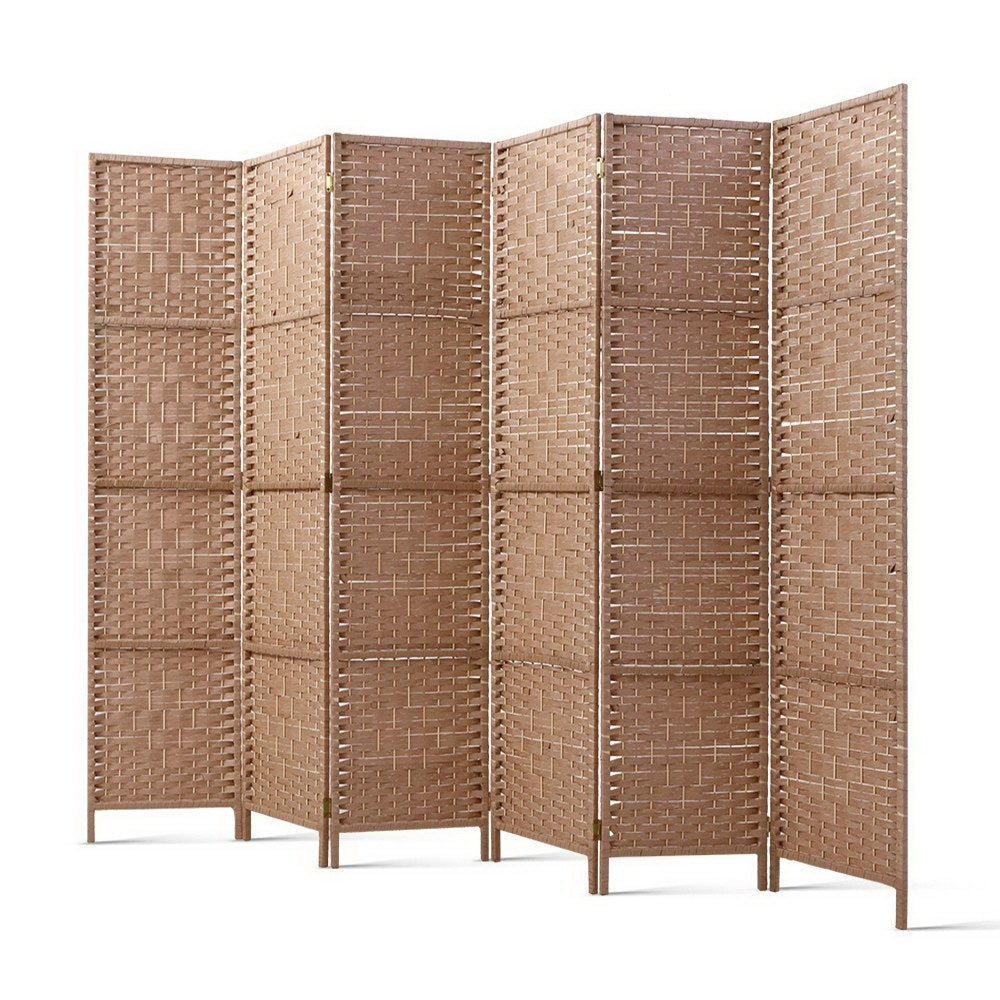 Artiss 6 Panel Woven Room Divider Screen Natural