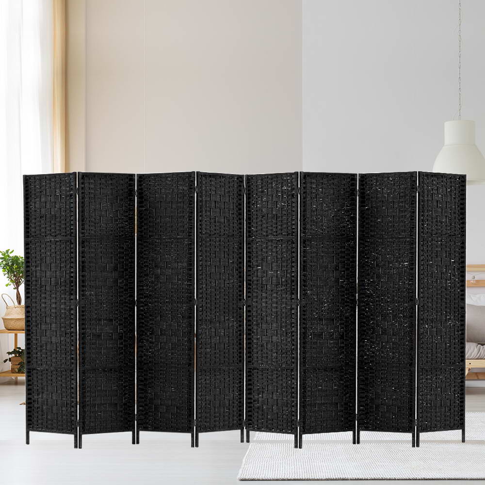 Artiss Woven Black Room Divider 8 Panel 326x170cm