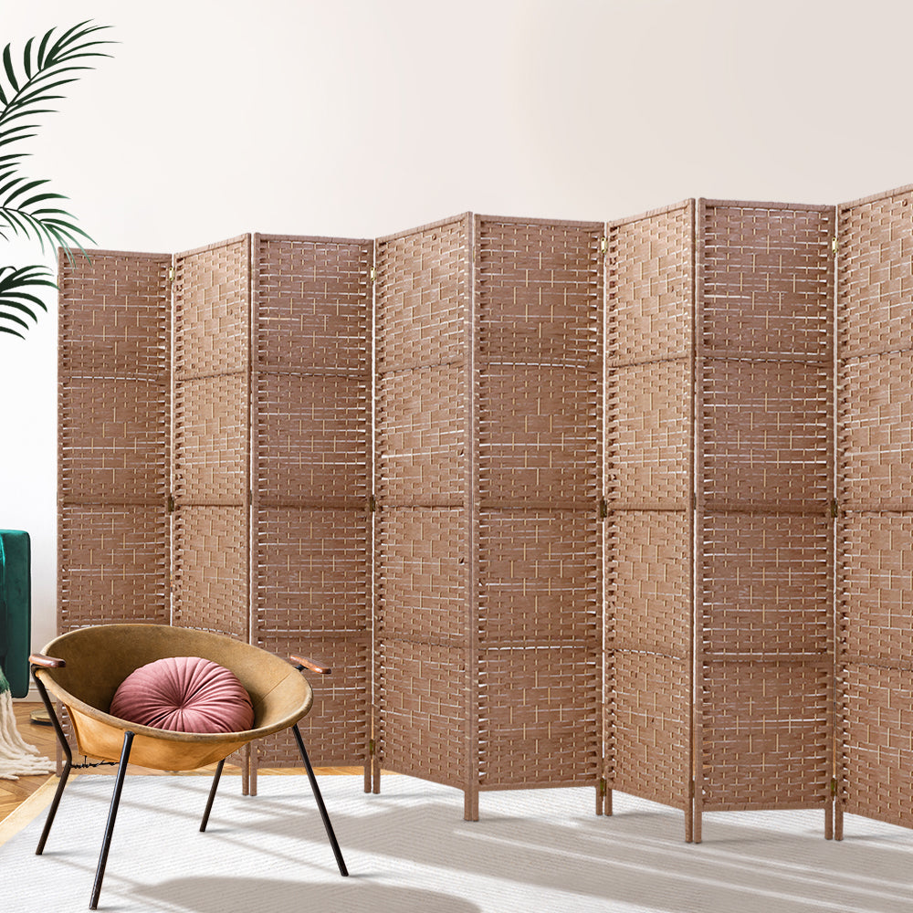 Woven Natural Room Divider 8-Panel 326x170cm Brown