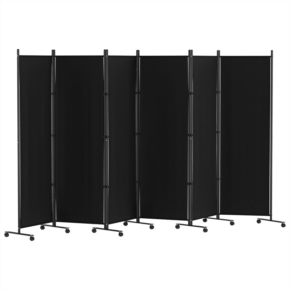 Artiss 6-Panel Room Divider Screen 323cm Fabric Black with Wheels