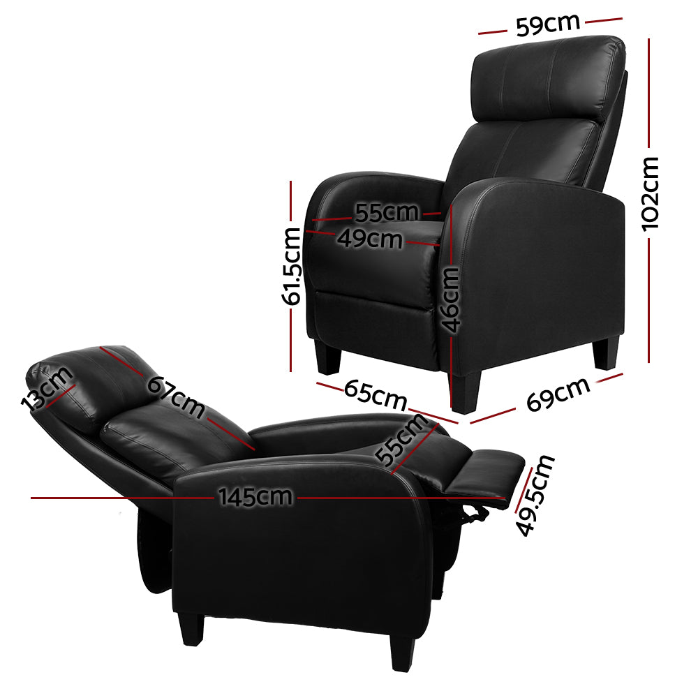 Artiss Reclining Armchair PU Leather Black