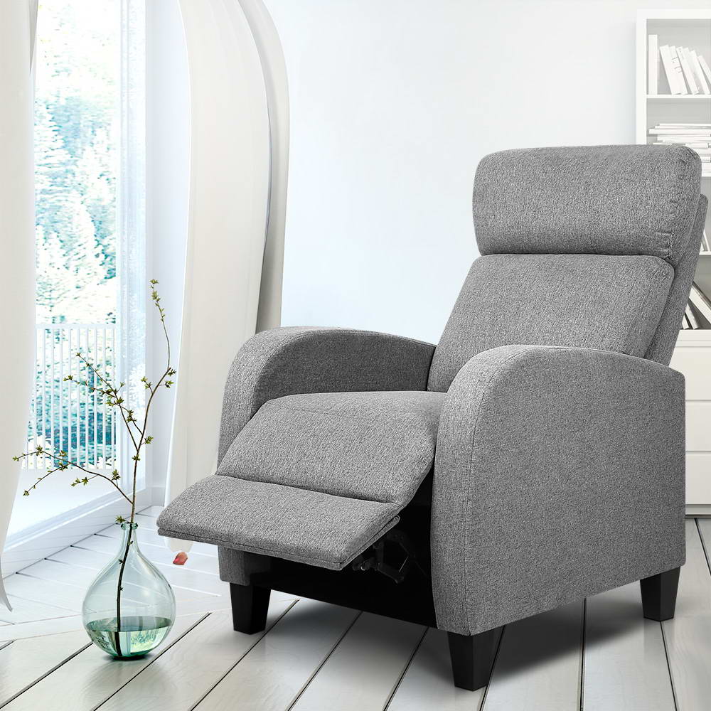 Artiss Fabric Reclining Armchair Recliner Sofa - Grey