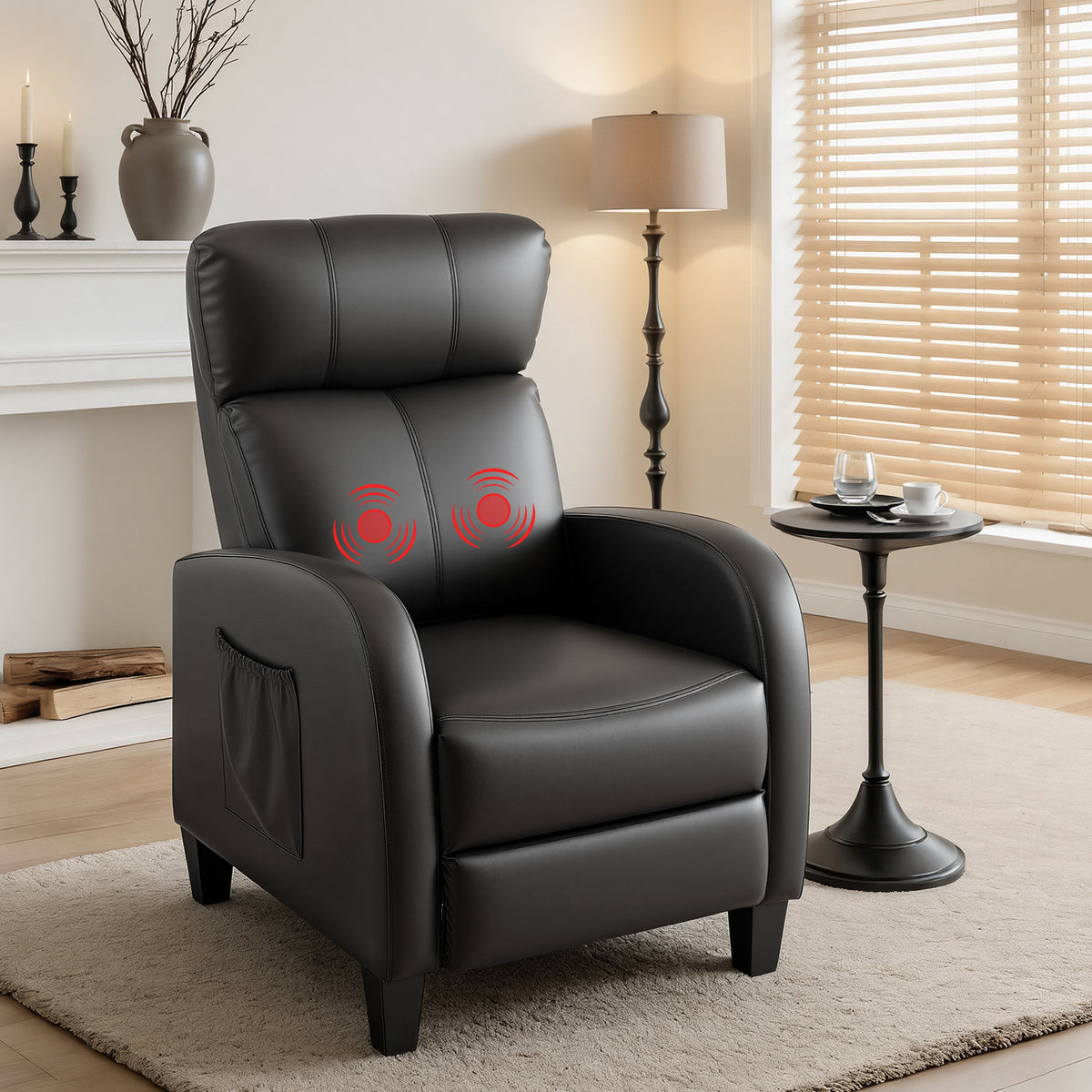 Artiss Massage Recliner Chair PU Leather Black