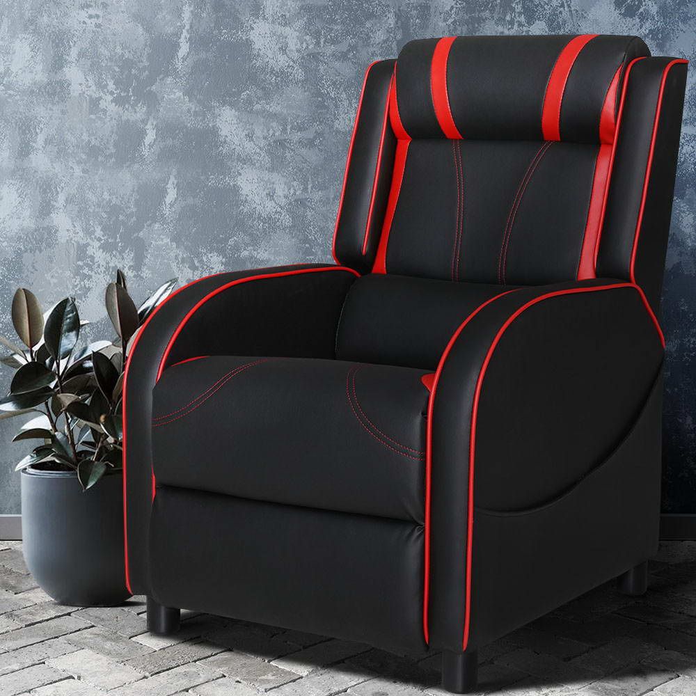 Serik Gaming Recliner Chair, Black PU Leather