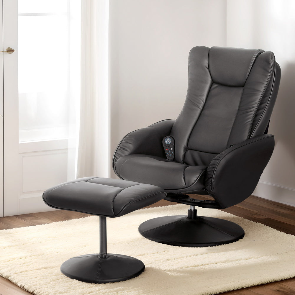 Artiss Heated Massage Recliner Chair with Footrest, Black
