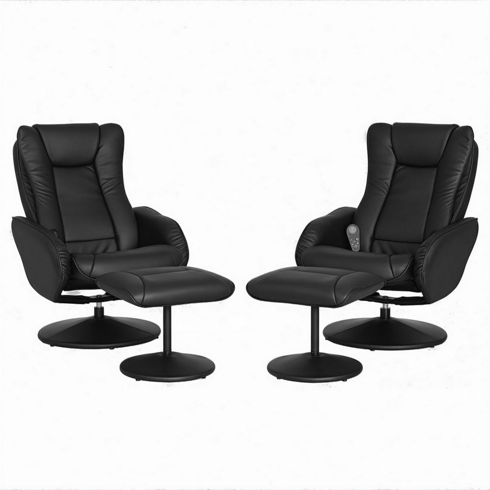 Artiss 2X Massage Recliner Chair Heated Black
