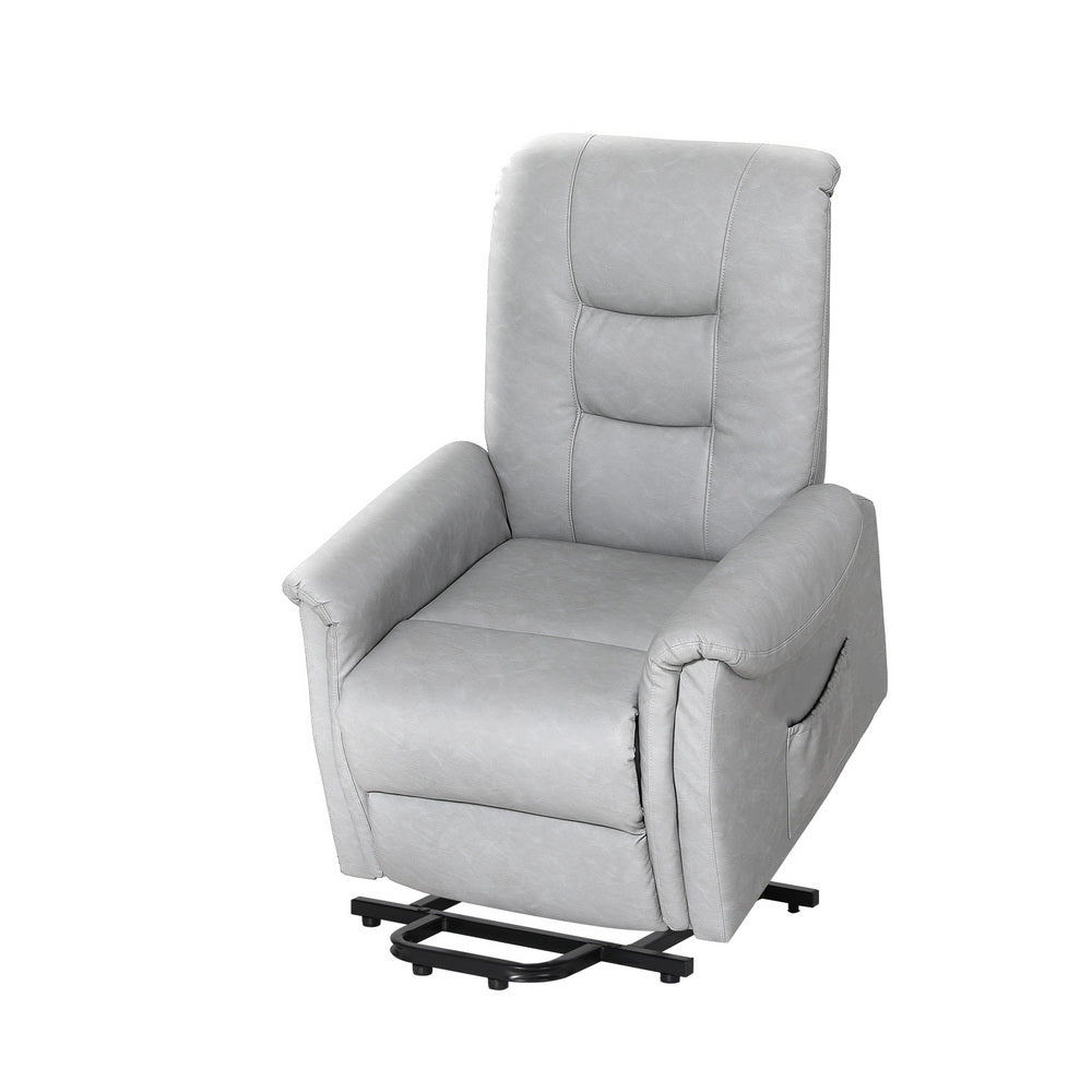 Artiss Recliner Lift Assist Chair Leather Grey