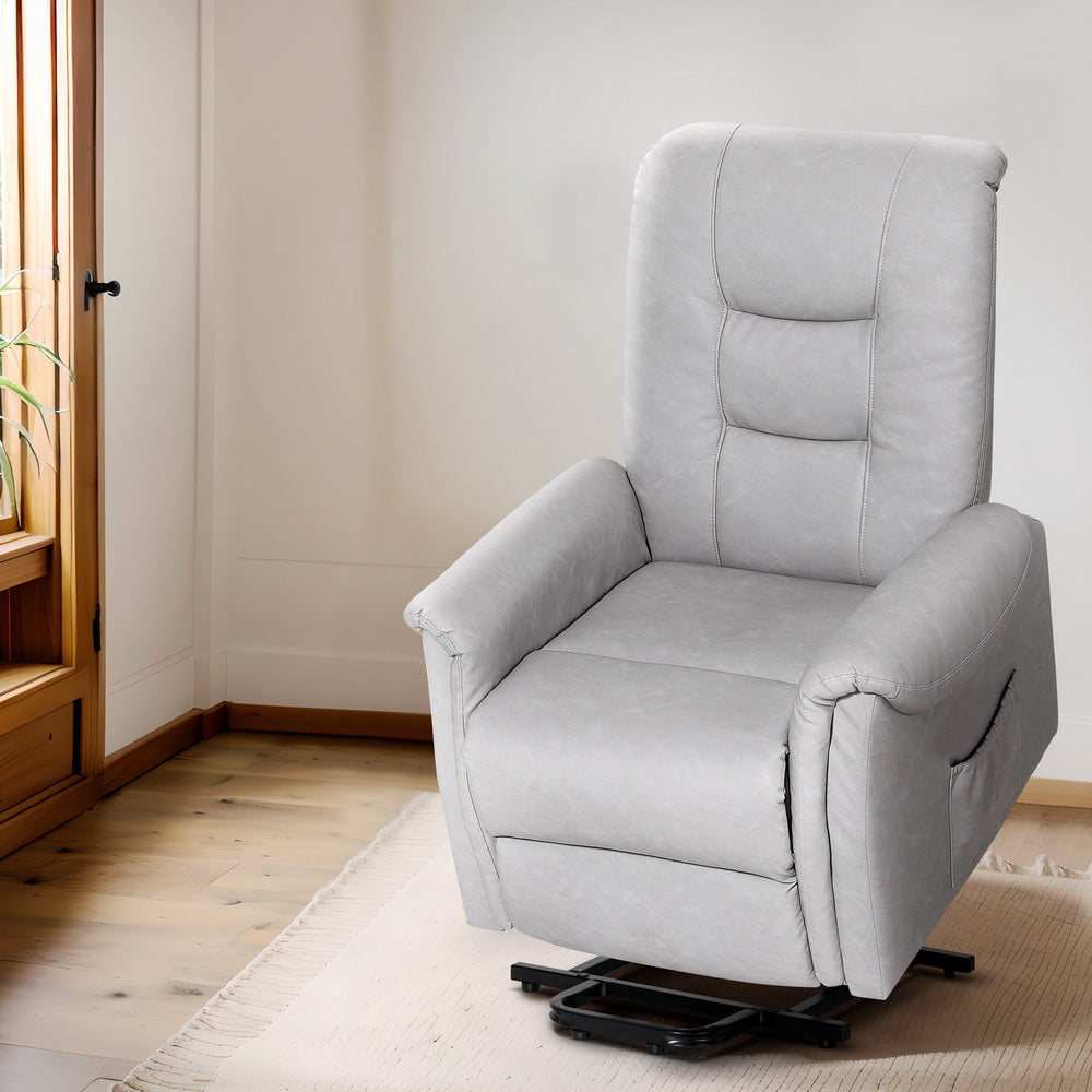 Artiss Recliner Lift Assist Chair Leather Grey