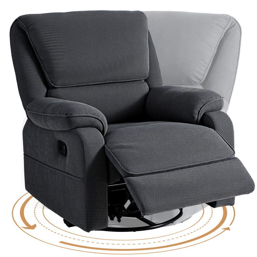 Artiss 360° Swivel Recliner Chair Heated Massage Grey Corduroy