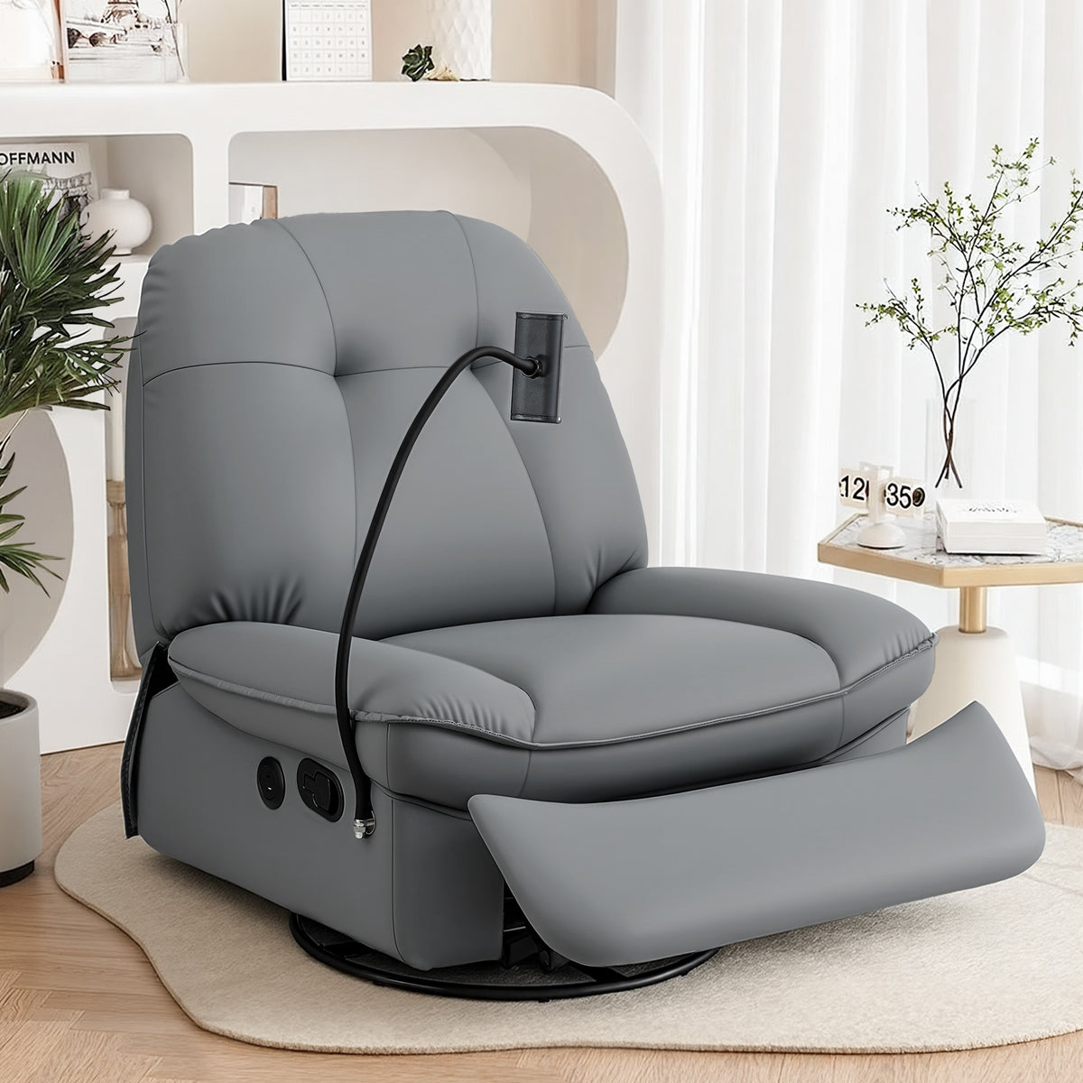 Artiss Manual Swivel Rocker Recliner Chair with USB Ports