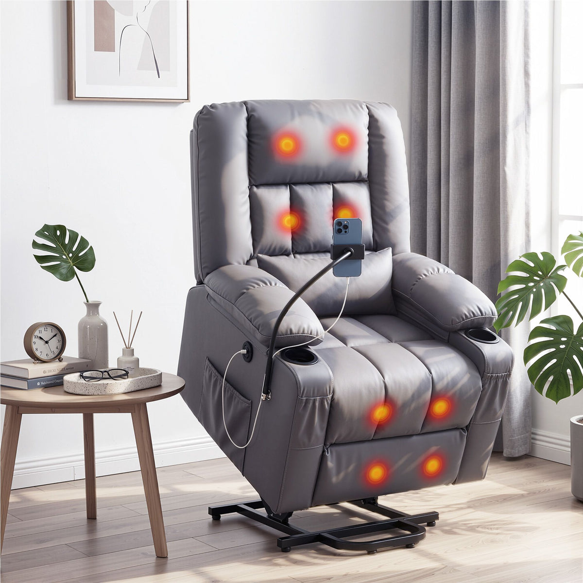 Artiss Power Lift Recliner Chair with Massage, Grey
