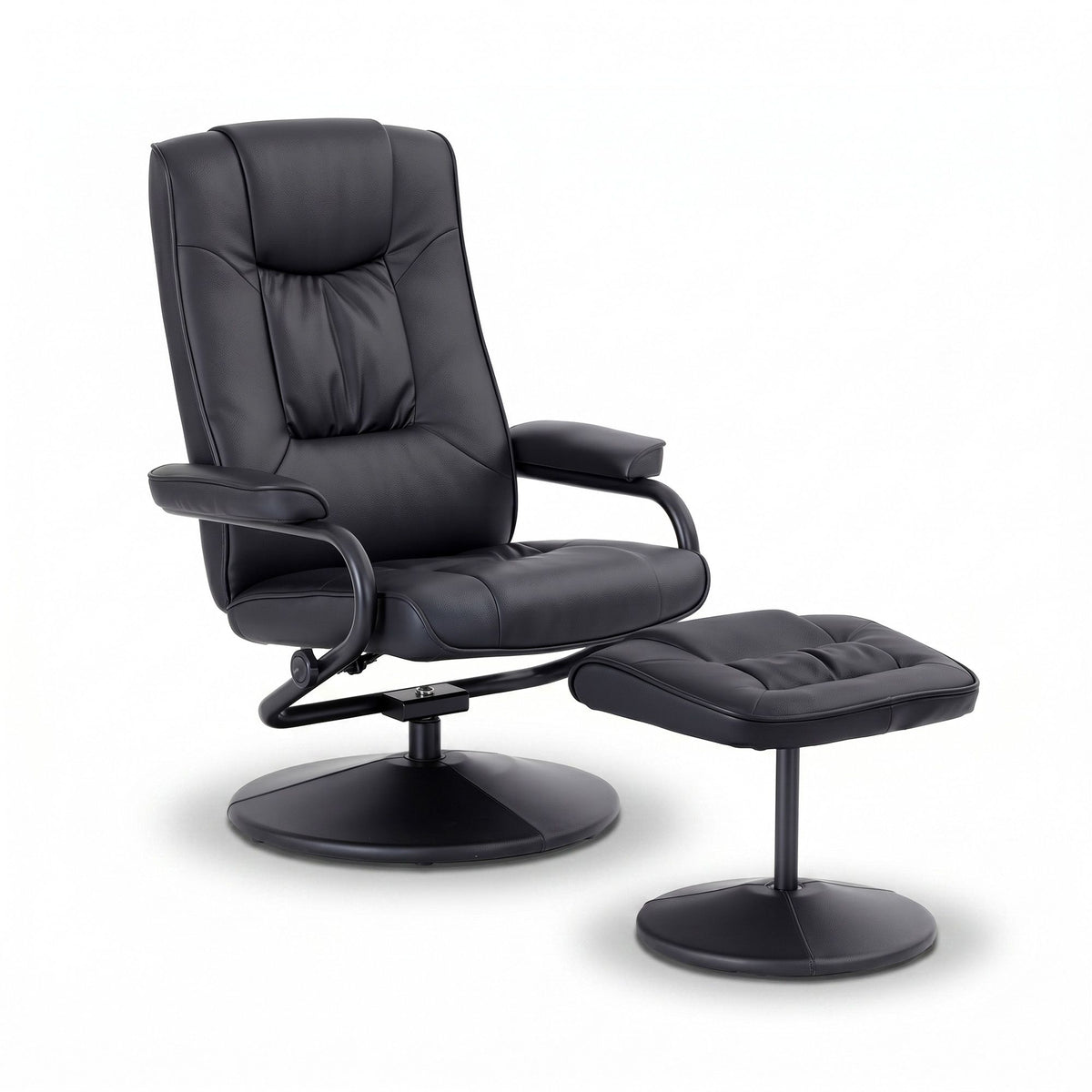 Artiss Recliner Chair with Ottoman 360 Swivel PU Leather Black