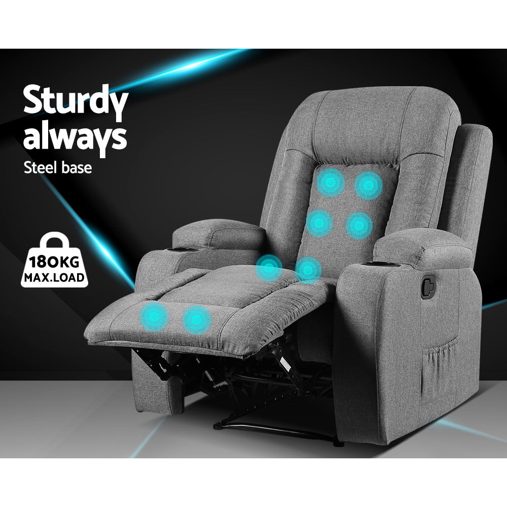 Artiss Electric Recliner Massage Chair Heated Grey