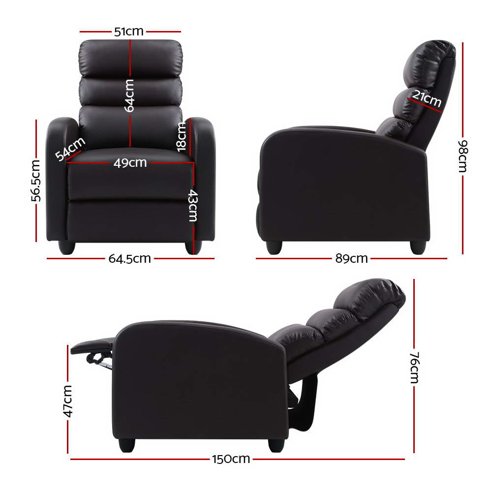 Bolivia Recliner Armchair Brown Faux Leather