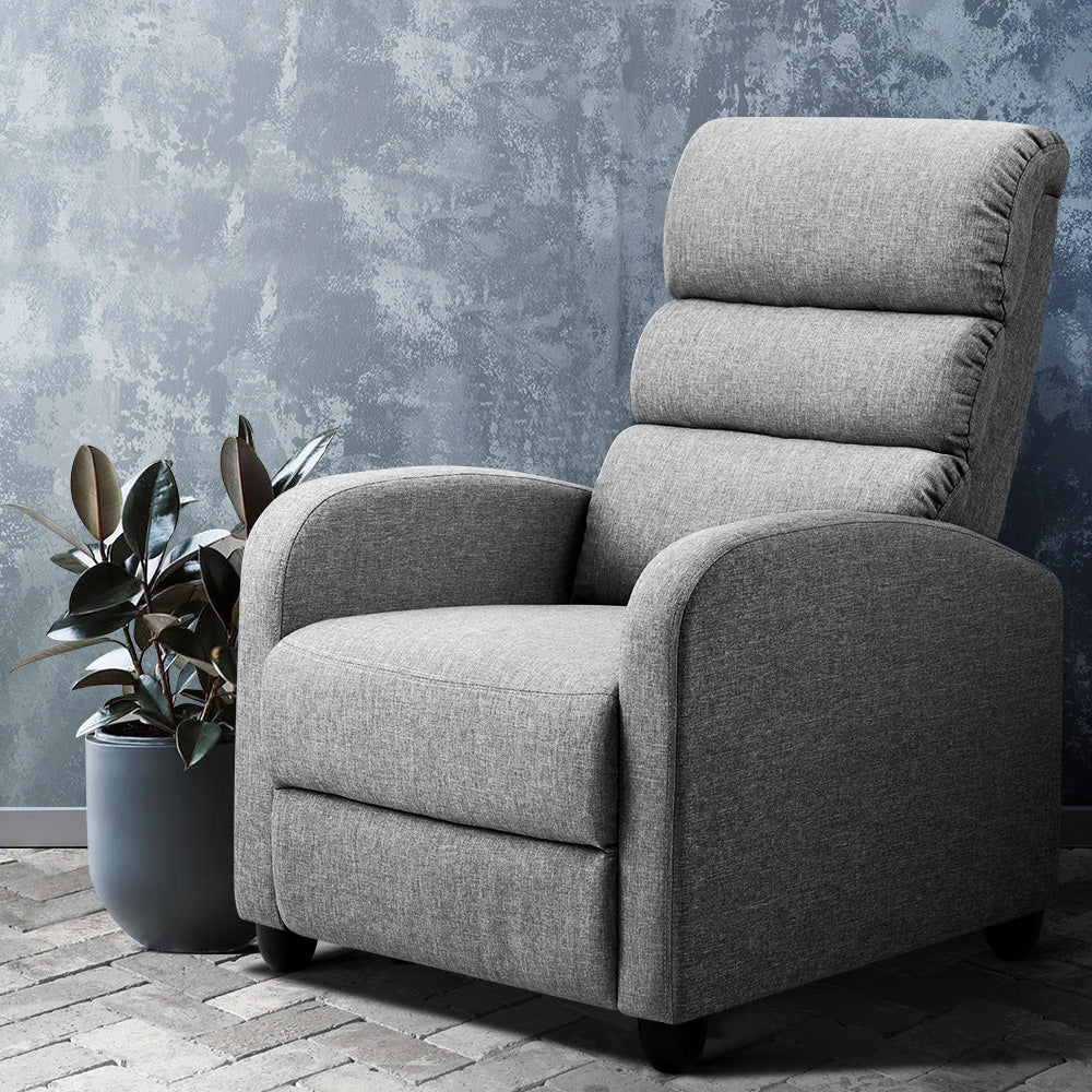 Artiss Bolivia Recliner Armchair Grey Faux Linen