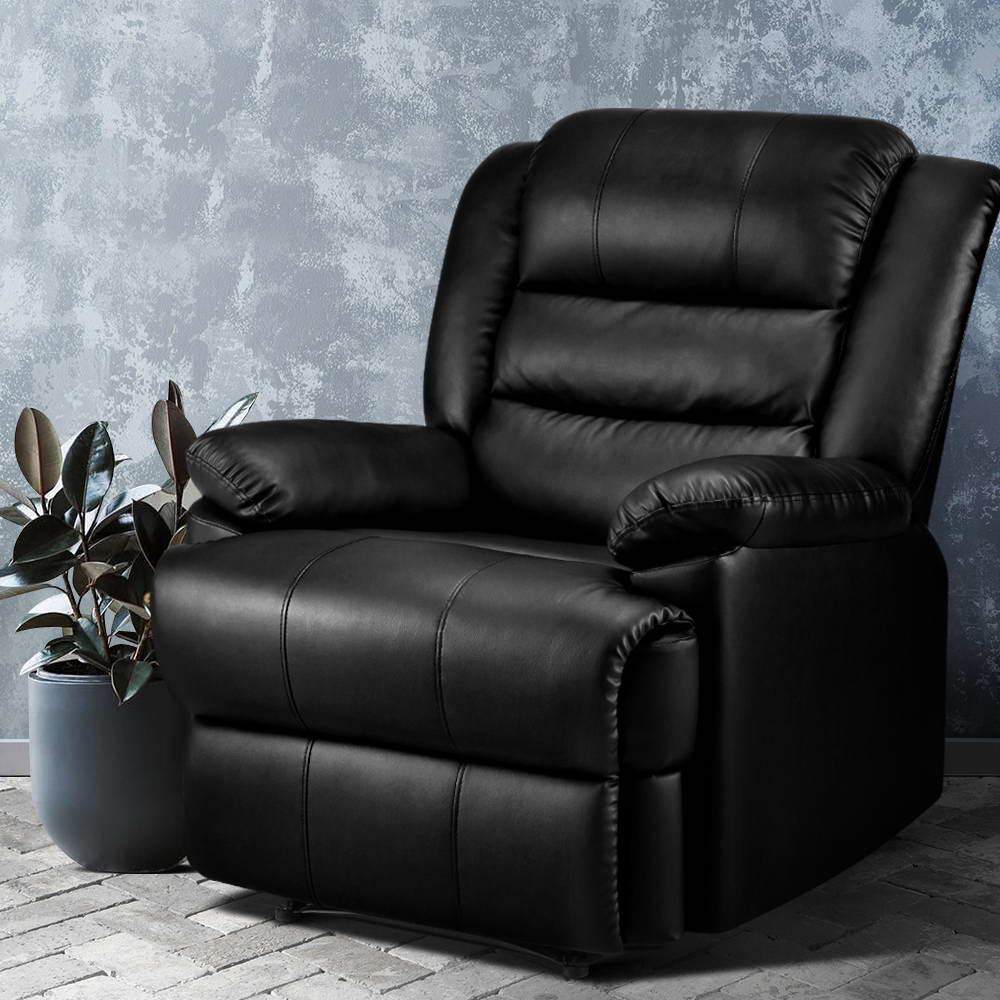 Cissy Recliner Chair Leather Black