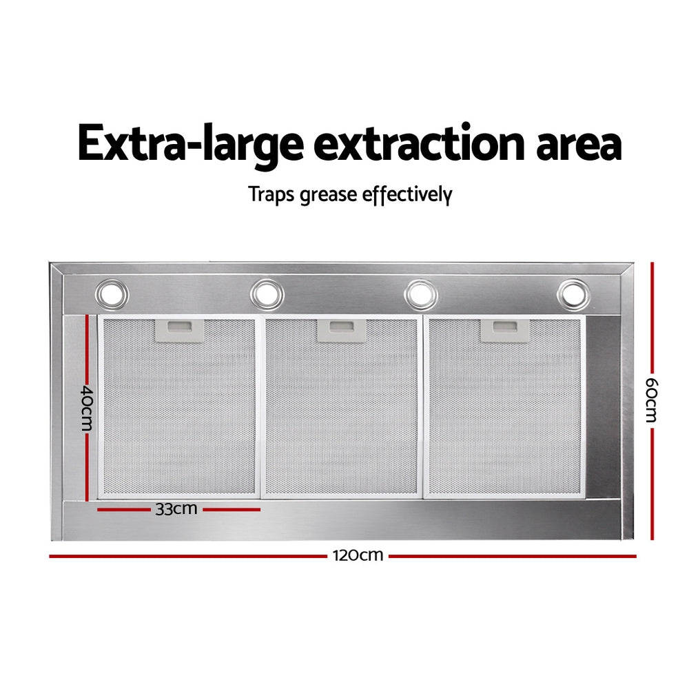 Devanti 1200mm Commercial Range Hood Stainless Steel Silver