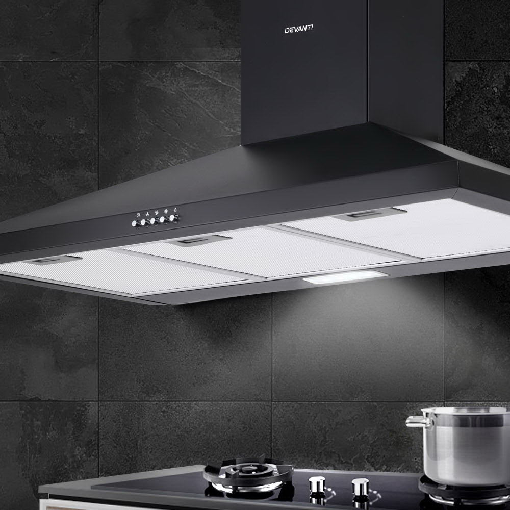 Devanti 900mm Wall Range Hood Black