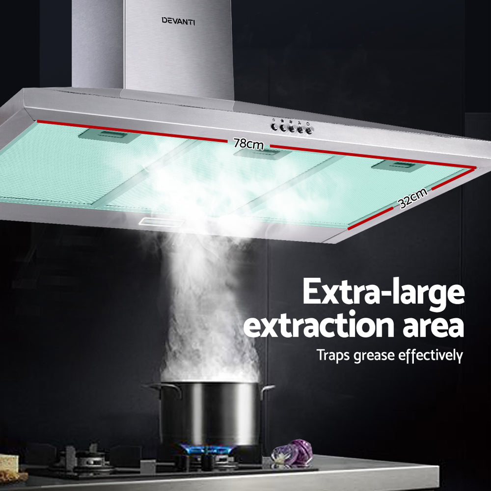 Devanti 900mm Wall Mounted Range Hood Stainless Steel