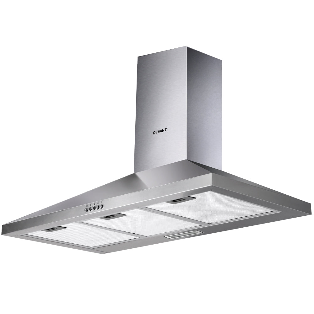 Devanti 900mm Wall Mounted Range Hood Stainless Steel