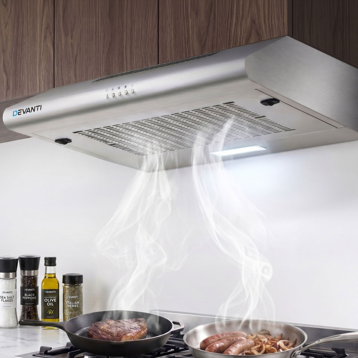 Devanti 60cm Range Hood Stainless Steel Slim Ducted Rangehood