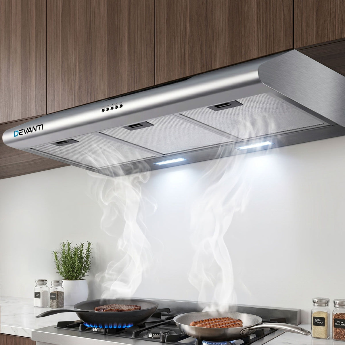 Devanti 900mm Range Hood 90cm Stainless Steel