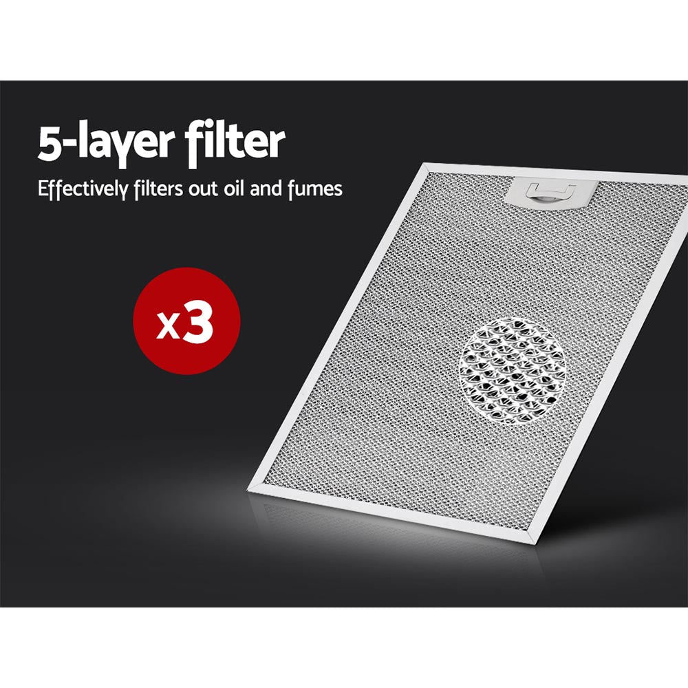 Devanti 900mm Range Hood Stainless Steel 3-Speed LED