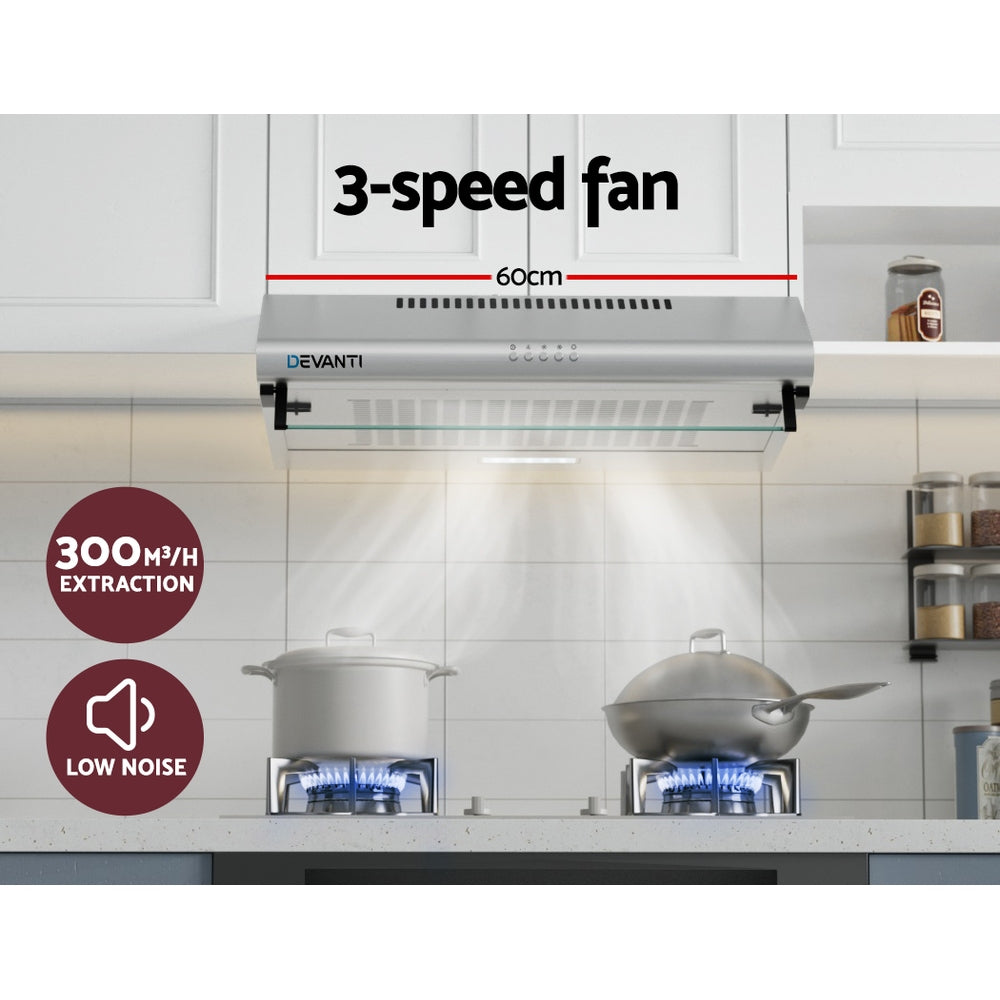 Devanti 60cm Range Hood Stainless Steel LED Light