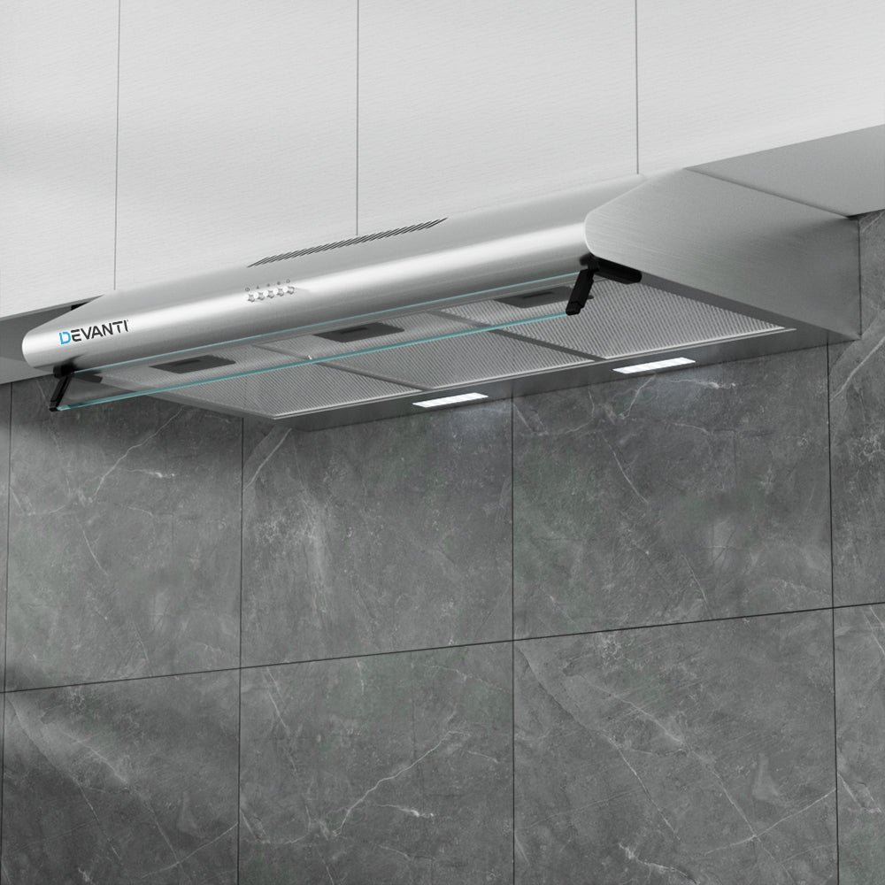 Devanti 90cm Range Hood Stainless Steel Glass Visor