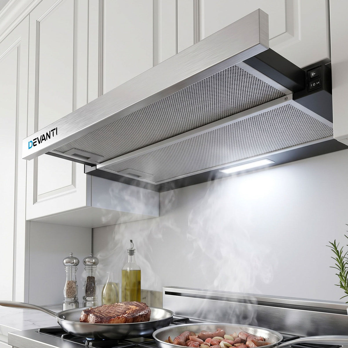 Devanti 600mm Slide Out Range Hood Stainless Steel