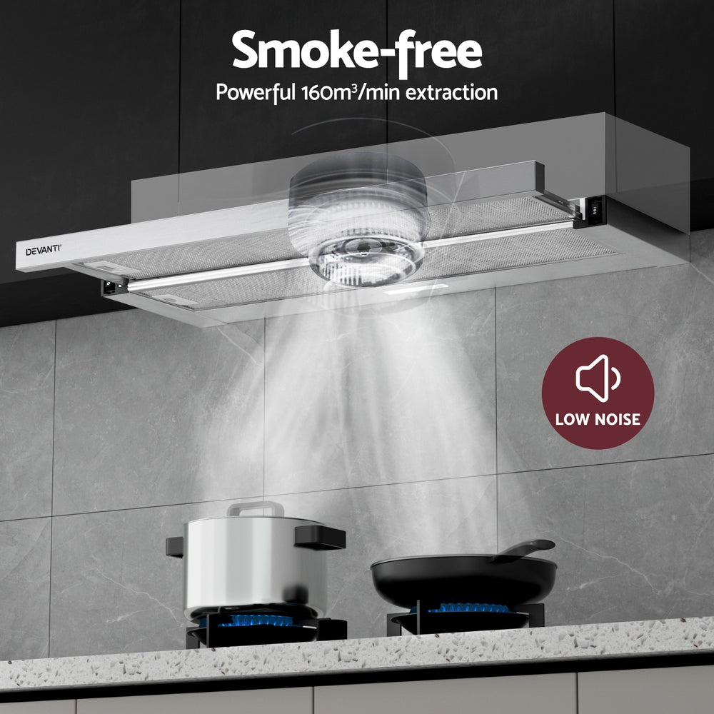 Devanti 90cm Slide-out Range Hood Stainless Steel