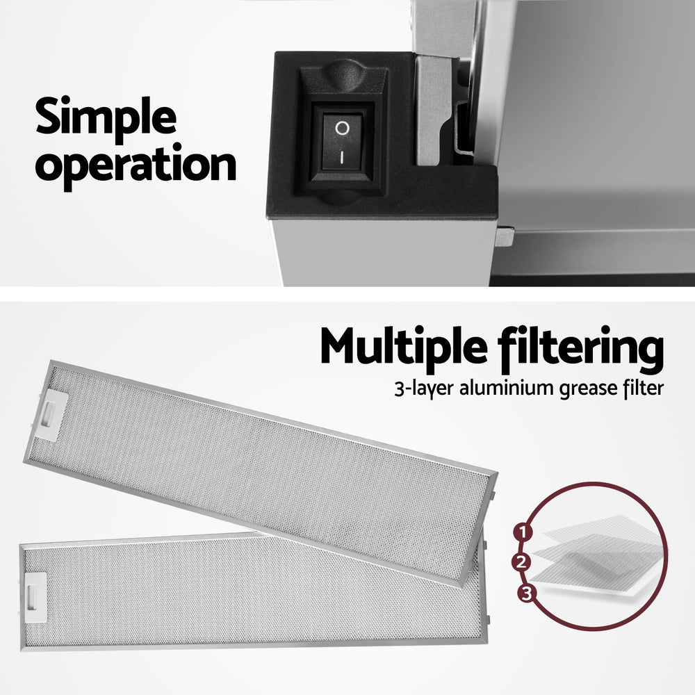 Devanti 90cm Slide-out Range Hood Stainless Steel